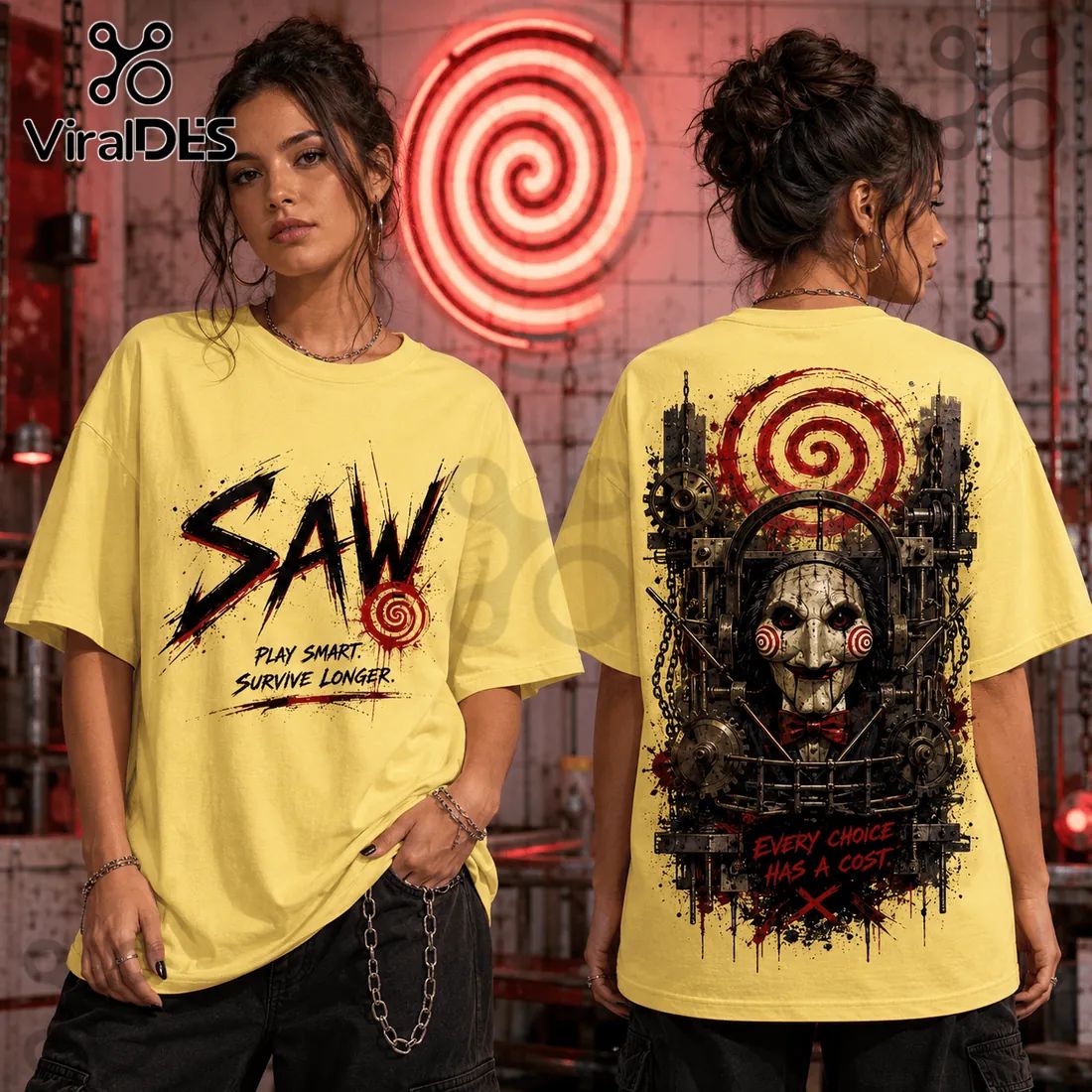 SAW Horror Movie Halloween 2026 - Adult & Kids T-Shirts, Sweatshirts & Hoodies apparel design preview 1