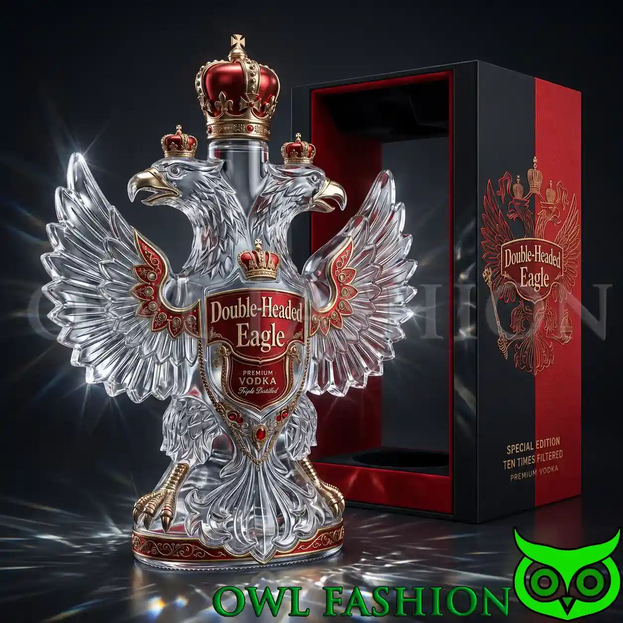 Double Headed Eagle Special Edition Crystal Glass - Adult & Kids T-Shirts, Sweatshirts & Hoodies apparel design preview 1