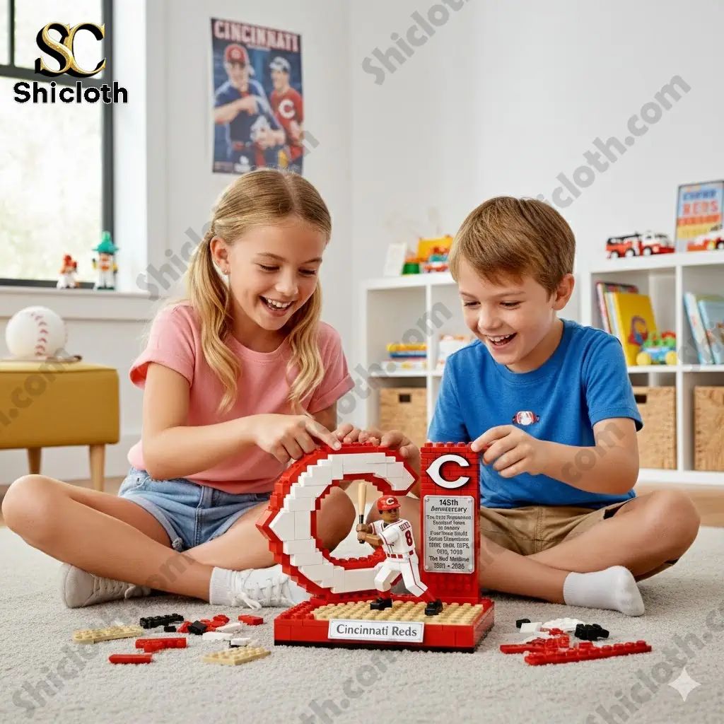 Cincinnati Reds 145th Anniversary Brick Set - Adult & Kids T-Shirts, Sweatshirts & Hoodies apparel design preview 1