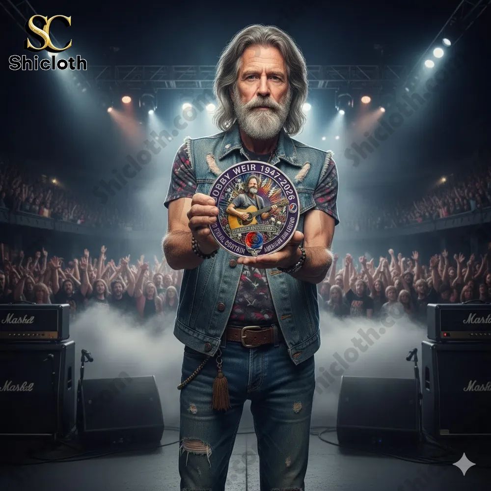 Bob Weir The Music Never Stopped 1947-2026 Tribute - Adult & Kids T-Shirts, Sweatshirts & Hoodies apparel design preview 1