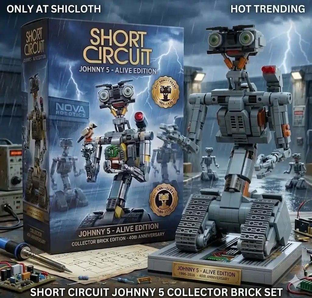 Short Circuit Johnny 5 Collector Brick Set - Adult & Kids T-Shirts, Sweatshirts & Hoodies apparel design preview 1