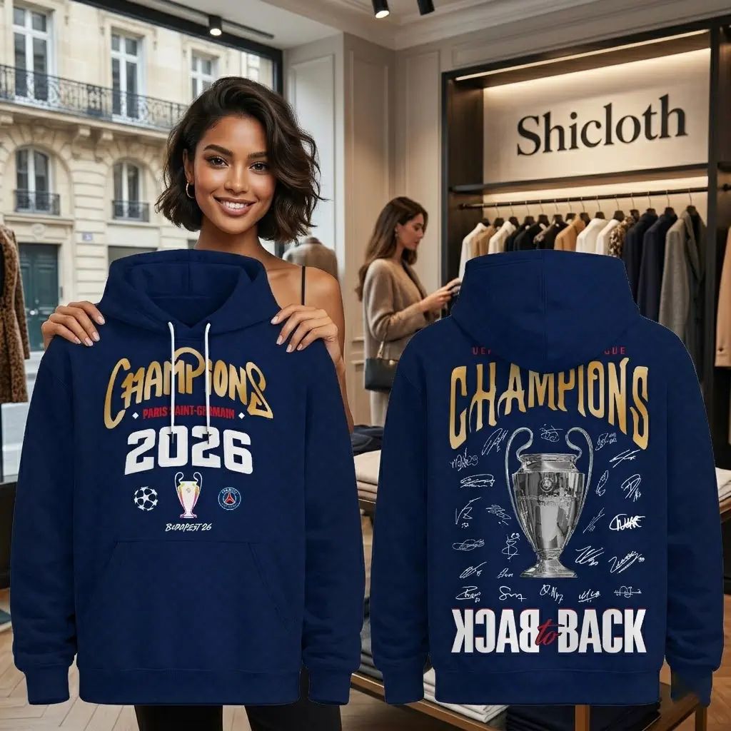Paris Saint-Germain UEFA Champions League 2026 Navy - Adult & Kids T-Shirts, Sweatshirts & Hoodies apparel design preview 1