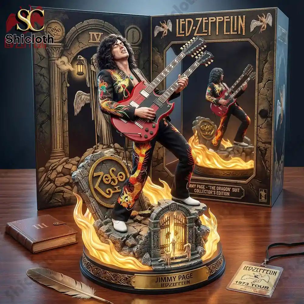 Jimmy Page Led Zeppelin Pop Figure Doll - Adult & Kids T-Shirts, Sweatshirts & Hoodies apparel design preview 1