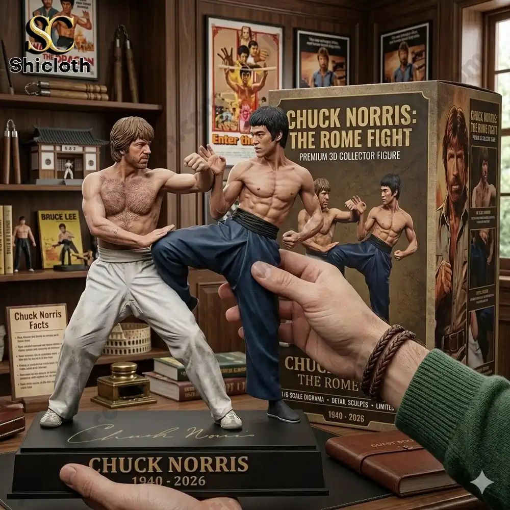 Chuck Norris vs Bruce Lee The Rome Fight Premium 3D - Adult & Kids T-Shirts, Sweatshirts & Hoodies apparel design preview 1