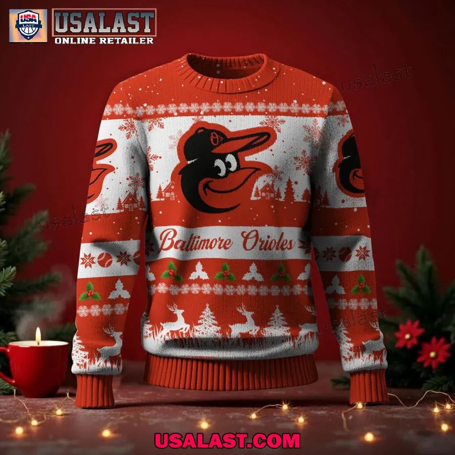 Baltimore Orioles Ugly Christmas Sweater Jumper - Adult & Kids T-Shirts, Sweatshirts & Hoodies apparel design preview 1
