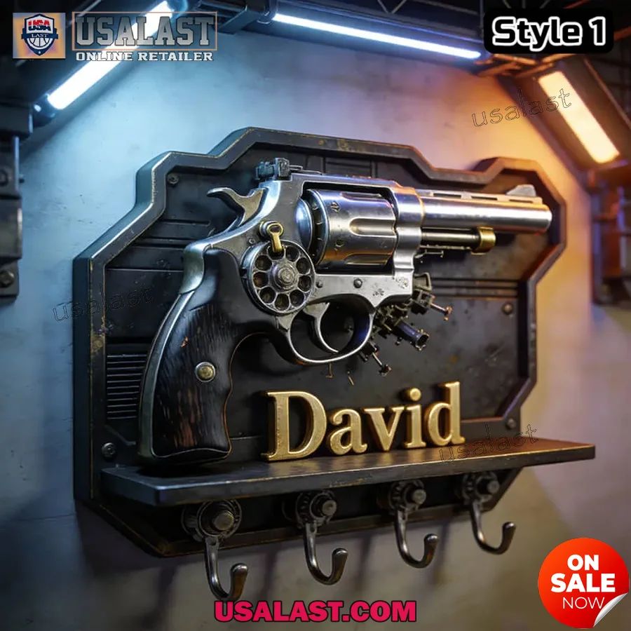 Personalized Revolver Gun Wall Key Holder - Adult & Kids T-Shirts, Sweatshirts & Hoodies apparel design preview 1