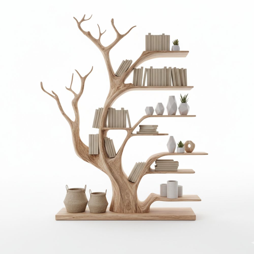 Handcrafted Tree Bookshelf Wall Mounted Live Edge - Adult & Kids T-Shirts, Sweatshirts & Hoodies apparel design preview 1