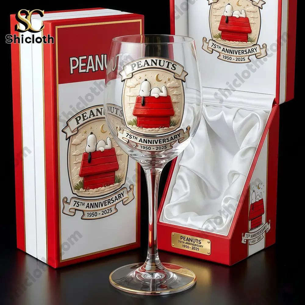 Peanuts 75th Anniversary Commemorative Glass Goblet - Adult & Kids T-Shirts, Sweatshirts & Hoodies apparel design preview 1