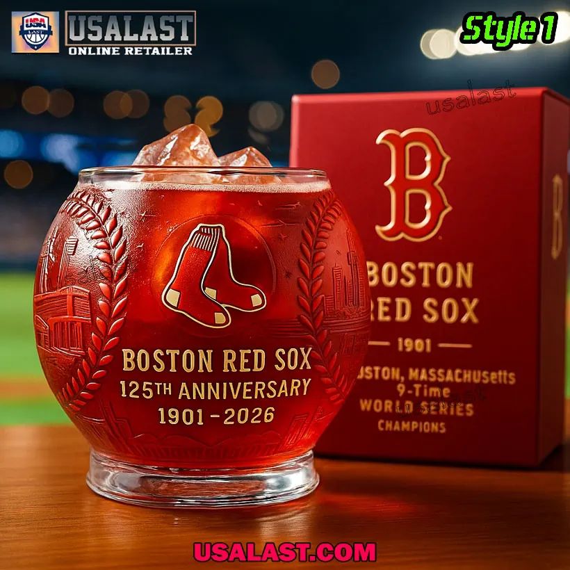 Boston Red Sox 125th Anniversary Wine Glass - Adult & Kids T-Shirts, Sweatshirts & Hoodies apparel design preview 1