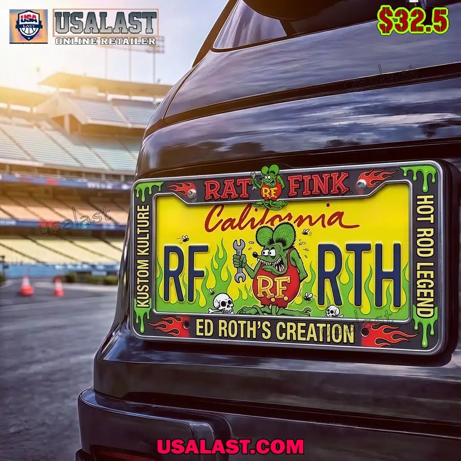 Rat Fink Hot Rod Legend License Plate Frame - Adult & Kids T-Shirts, Sweatshirts & Hoodies apparel design preview 1
