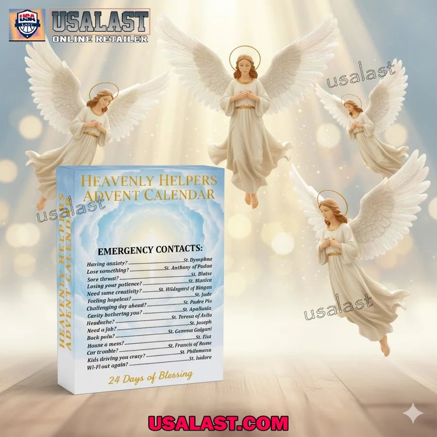 Jesus Christ Heavenly Helpers Advent Calendar 2025 - Adult & Kids T-Shirts, Sweatshirts & Hoodies apparel design preview 1