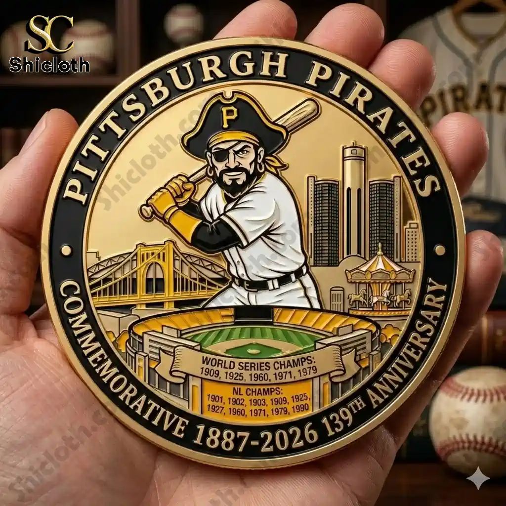 Pittsburgh Pirates Anniversary Commemorative Coin - Adult & Kids T-Shirts, Sweatshirts & Hoodies apparel design preview 1