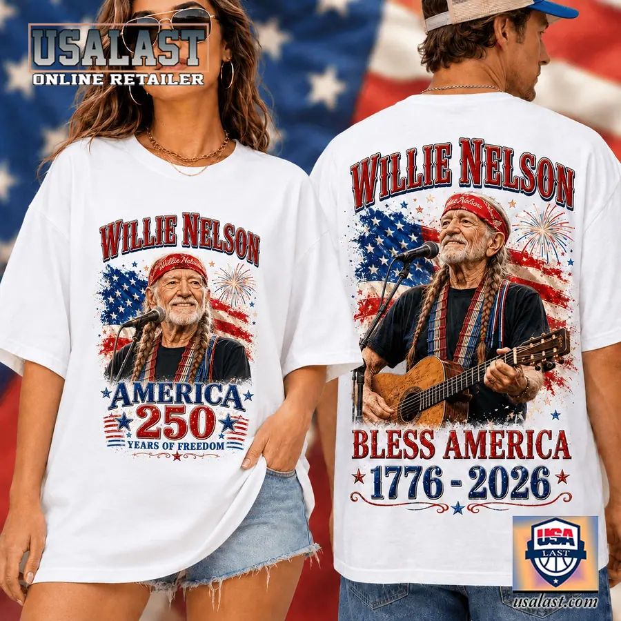 Willie Nelson Bless America 250th Anniversary 3D - Adult & Kids T-Shirts, Sweatshirts & Hoodies apparel design preview 1