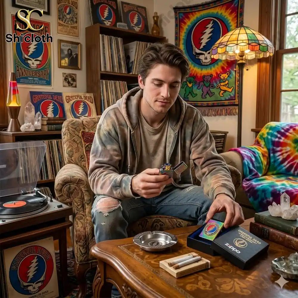 Grateful Dead 60th Annivesary Zippo Lighter - Adult & Kids T-Shirts, Sweatshirts & Hoodies apparel design preview 1