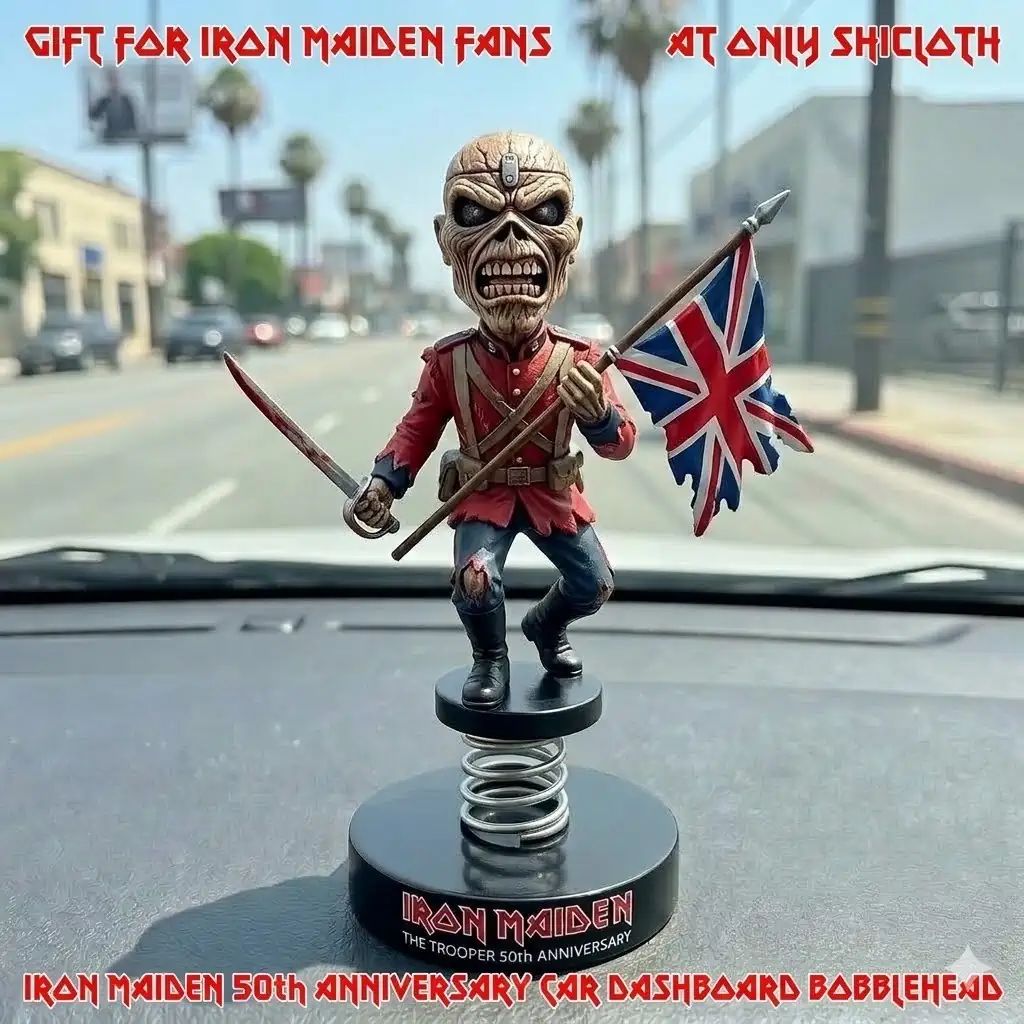 Iron Maiden 50th Anniversary Car Dashboard Bobblehead - Adult & Kids T-Shirts, Sweatshirts & Hoodies apparel design preview 1