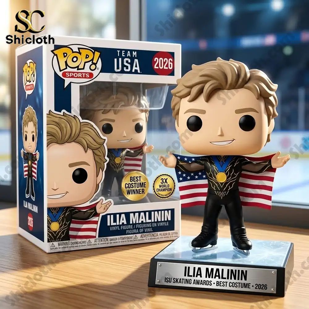 Quad God Ilia Malinin Best Costume Winner Pop! Figure - Adult & Kids T-Shirts, Sweatshirts & Hoodies apparel design preview 1