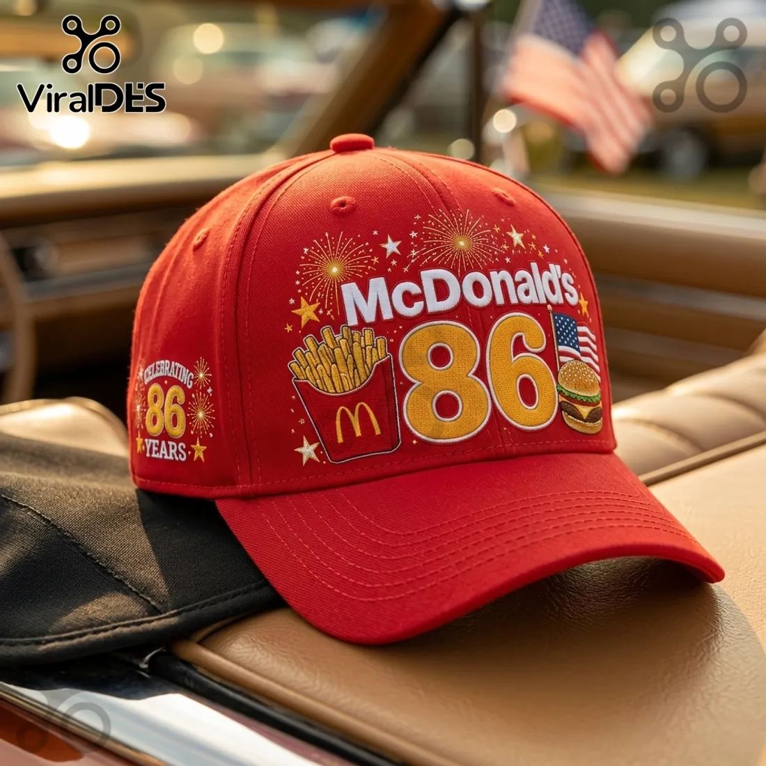 McDonalds 86 Years Celebration Red Baseball Cap - Adult & Kids T-Shirts, Sweatshirts & Hoodies apparel design preview 1