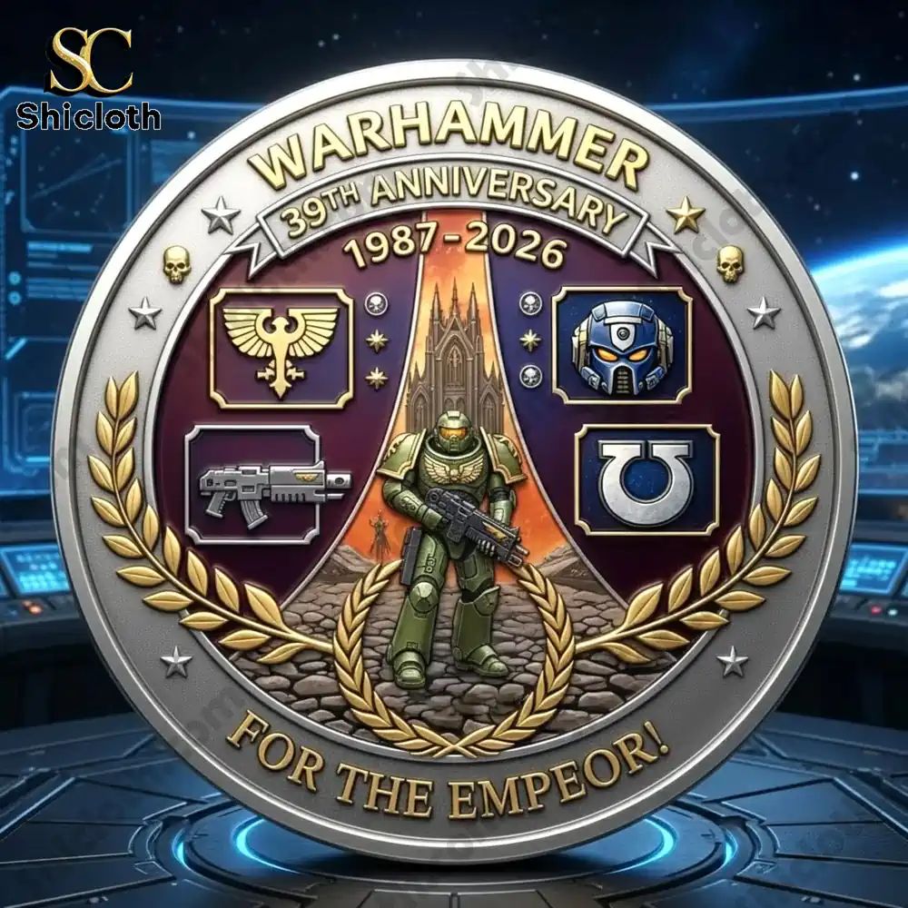 Warhammer 39Th Anniversary 1987-2026 Coin - Adult & Kids T-Shirts, Sweatshirts & Hoodies apparel design preview 1