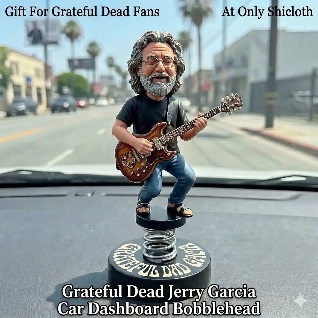 Grateful Dead Jerry Garcia Car Dashboard Bobblehead - Adult & Kids T-Shirts, Sweatshirts & Hoodies apparel design preview 1