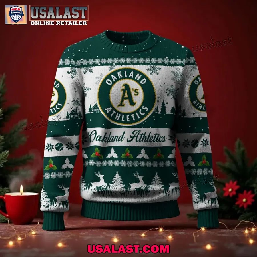Oakland Athletics Ugly Christmas Sweater Jumper - Adult & Kids T-Shirts, Sweatshirts & Hoodies apparel design preview 1