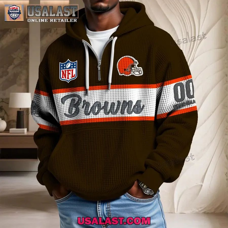 Cleveland Browns Waffle Half Zip - Adult & Kids T-Shirts, Sweatshirts & Hoodies apparel design preview 1
