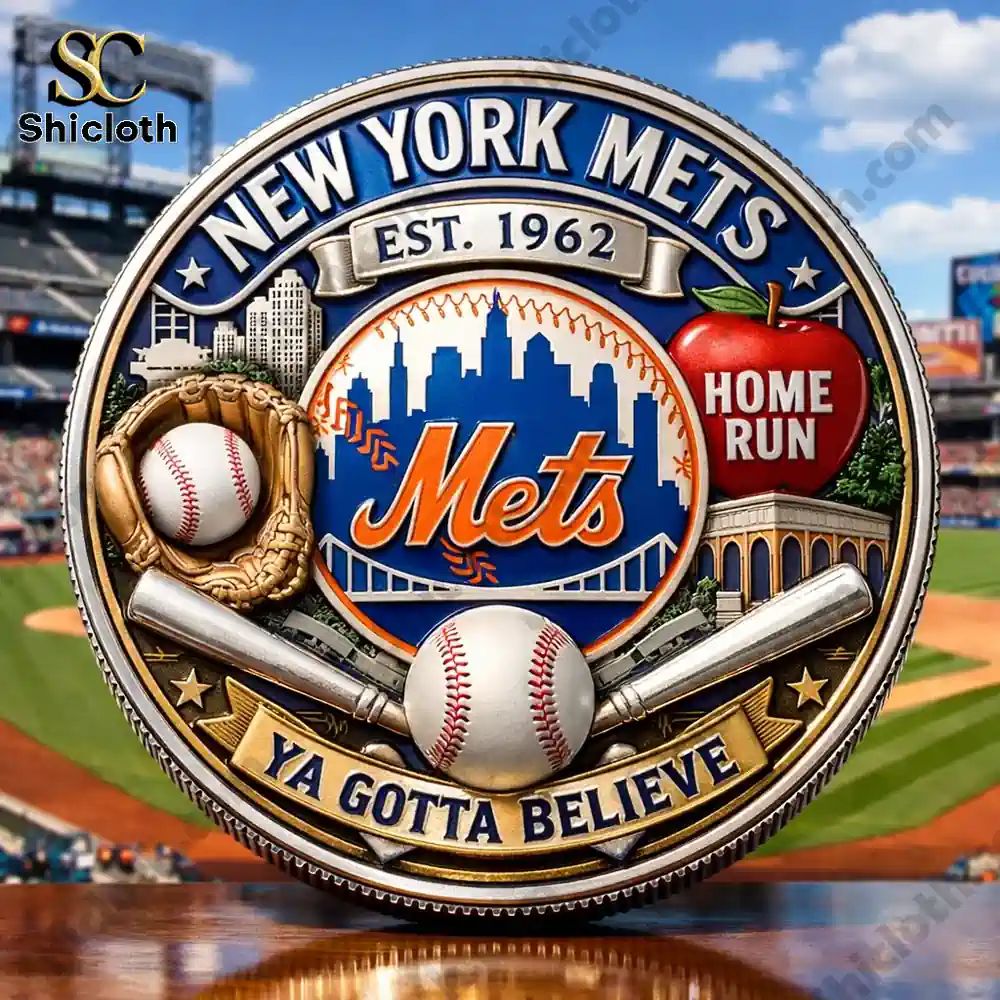 New York Mets Ya Gotta Believe Commemorative Coin - Adult & Kids T-Shirts, Sweatshirts & Hoodies apparel design preview 1