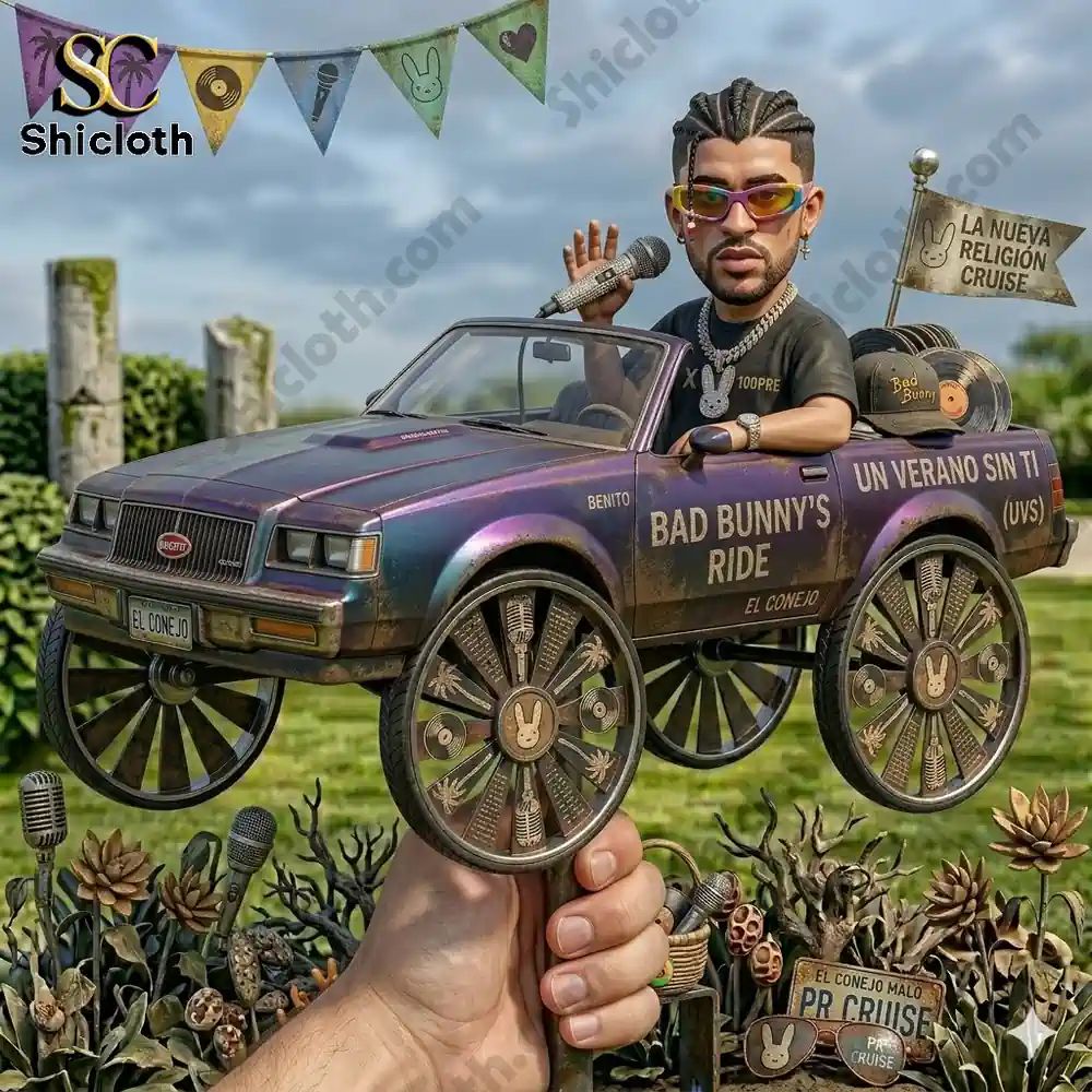 Bad Bunny x Bugatti Chiron Wind Spinner For Garden - Adult & Kids T-Shirts, Sweatshirts & Hoodies apparel design preview 1