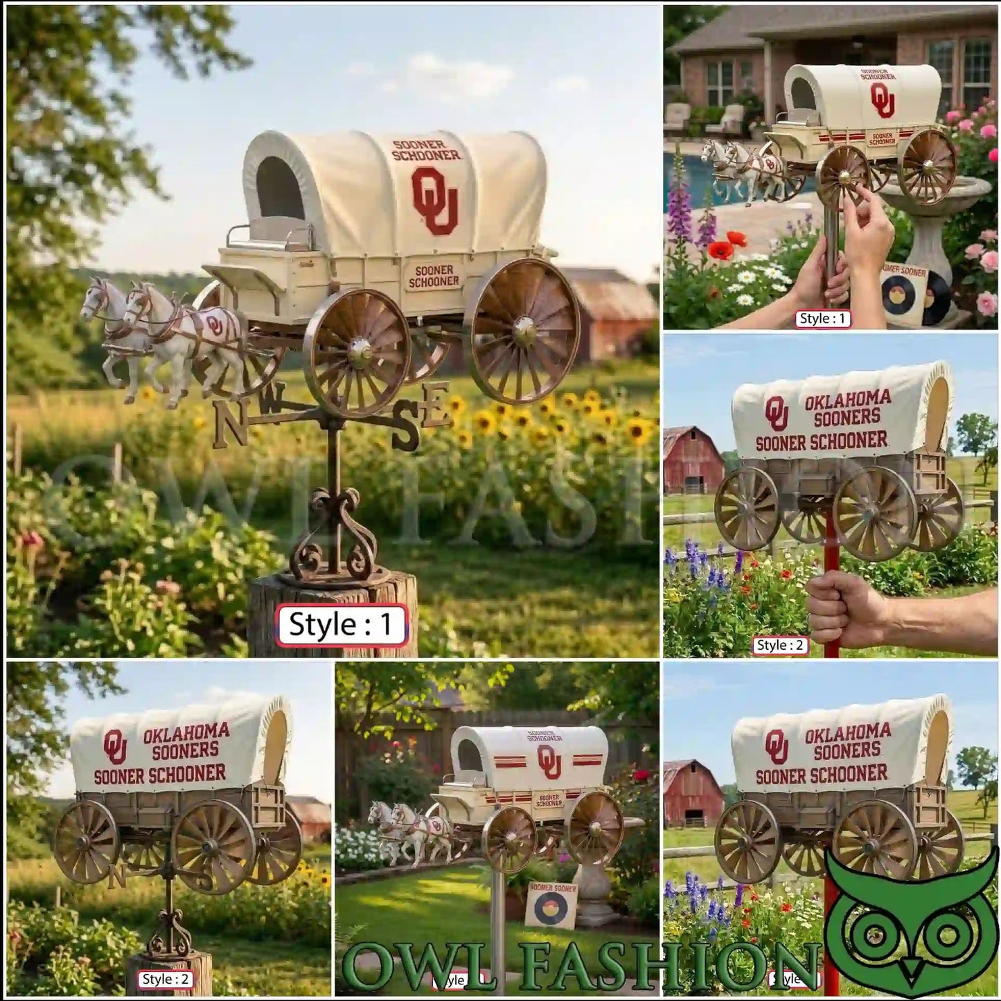 3D Design Oklahoma Sooners Schooner Garden Wind - Adult & Kids T-Shirts, Sweatshirts & Hoodies apparel design preview 1