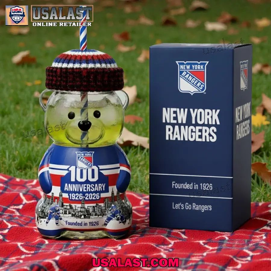 New York Rangers 100th Anniversary Collectible Bear - Adult & Kids T-Shirts, Sweatshirts & Hoodies apparel design preview 1