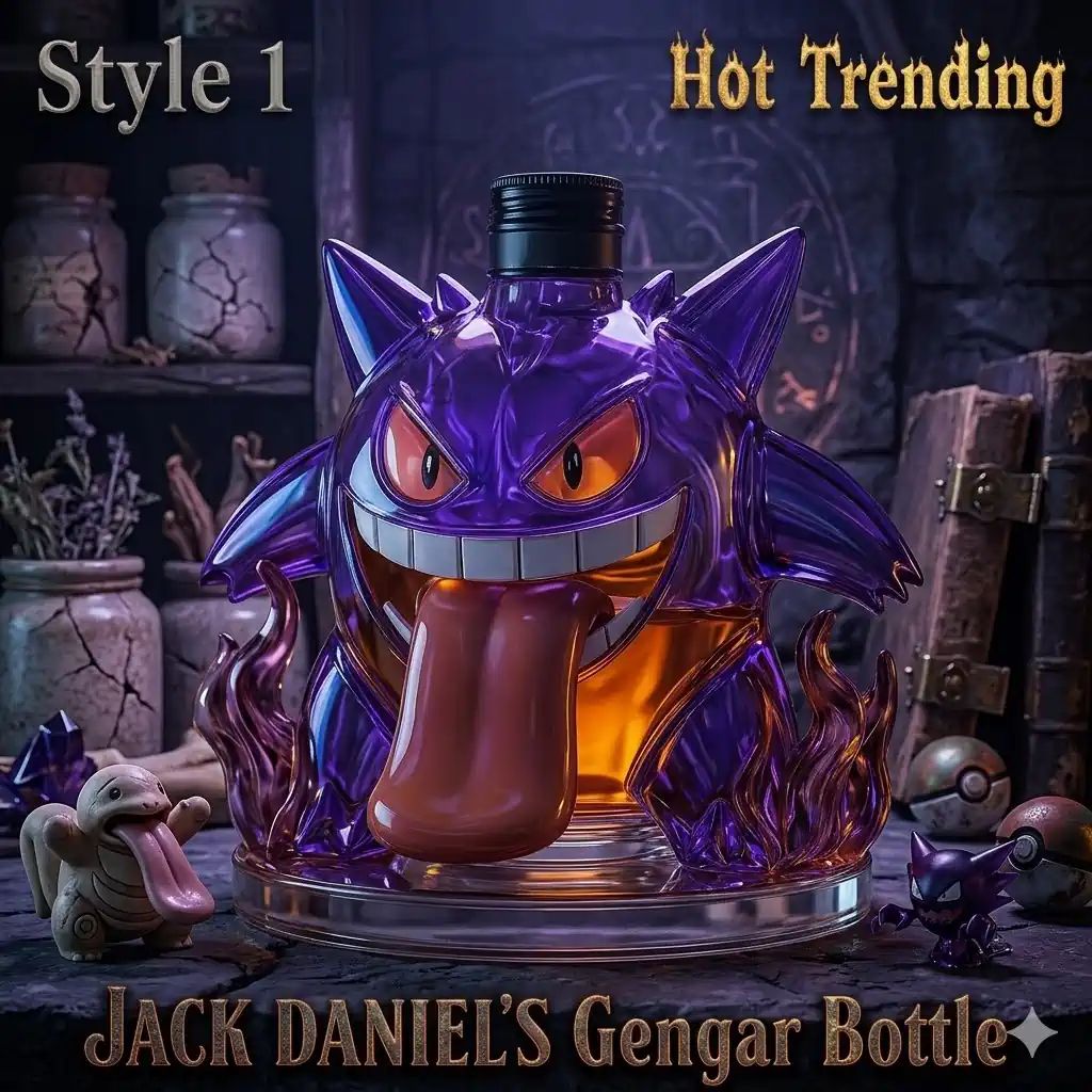 Jack Daniels Gengar Bottle - Adult & Kids T-Shirts, Sweatshirts & Hoodies apparel design preview 1