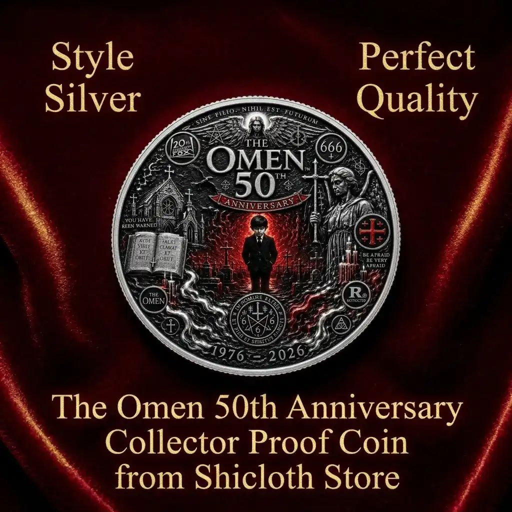 The Omen 50th Anniversary Collector Proof Coin - Adult & Kids T-Shirts, Sweatshirts & Hoodies apparel design preview 1