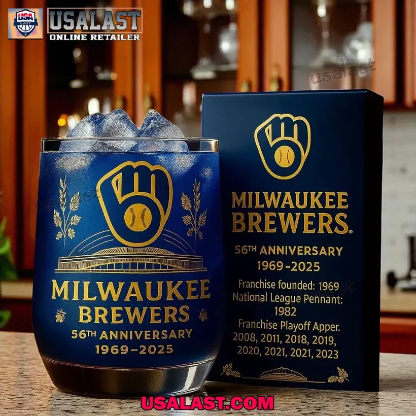 Milwaukee Brewers 56th Anniversary 15oz Whiskey Glass - Adult & Kids T-Shirts, Sweatshirts & Hoodies apparel design preview 1