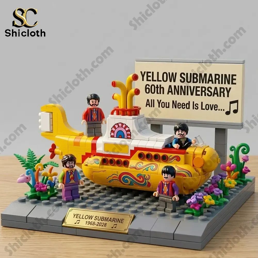 Yellow Submarine 60th Anniversary Building Brick - Adult & Kids T-Shirts, Sweatshirts & Hoodies apparel design preview 1