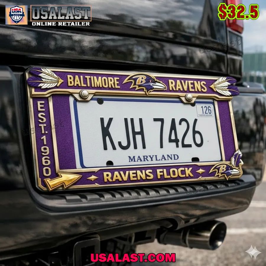 Baltimore Ravens Limited Edition License Plate Frame - Adult & Kids T-Shirts, Sweatshirts & Hoodies apparel design preview 1