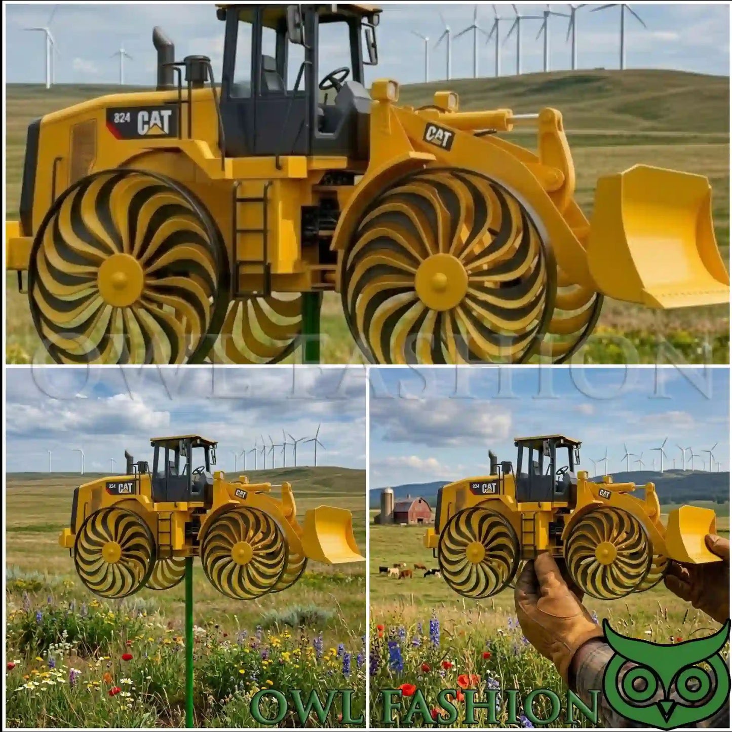3D Design Catterpillar Bulldozer Garden Wind Spinner - Adult & Kids T-Shirts, Sweatshirts & Hoodies apparel design preview 1