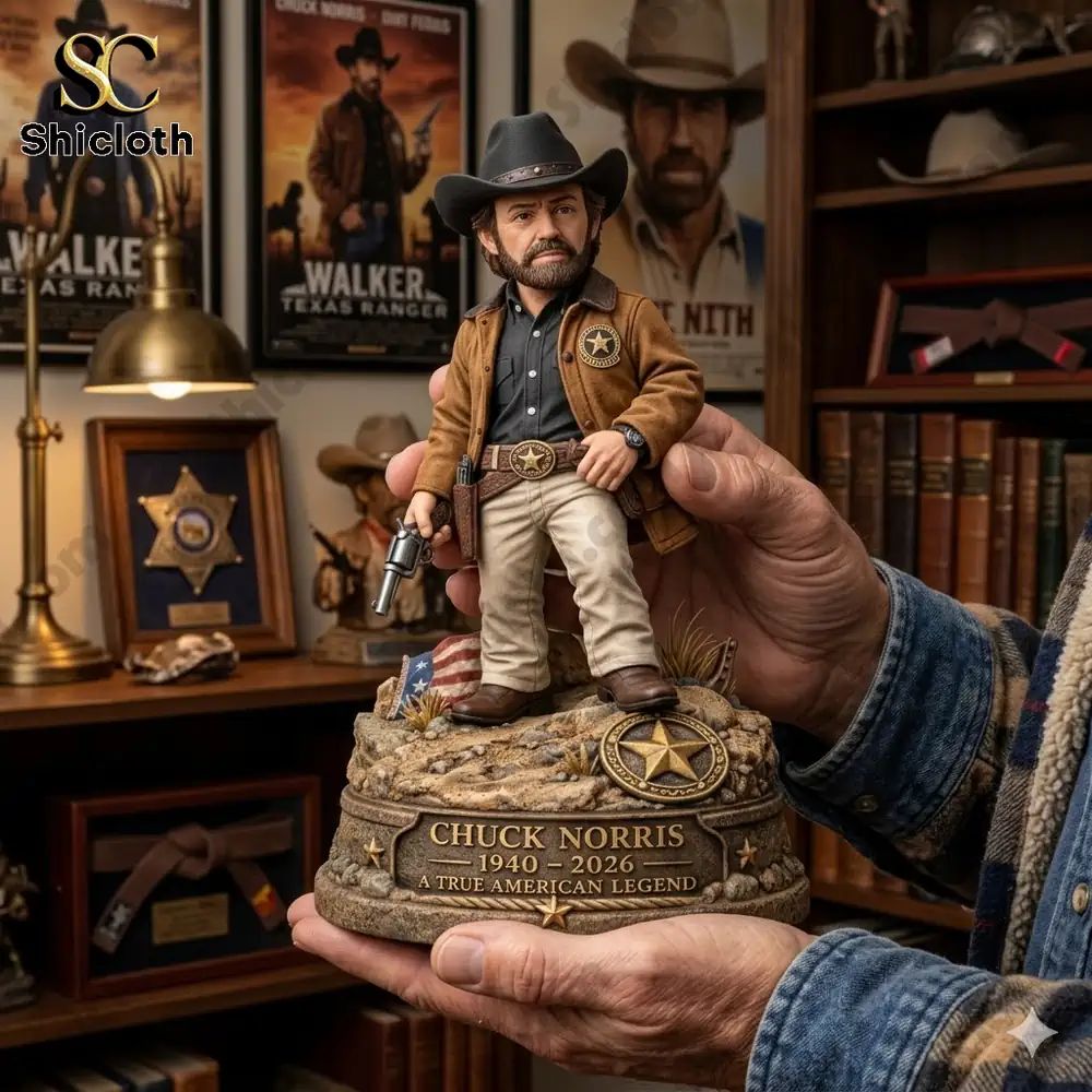 Chuck Norris Memorial Collectible 3D Figurine - Adult & Kids T-Shirts, Sweatshirts & Hoodies apparel design preview 1