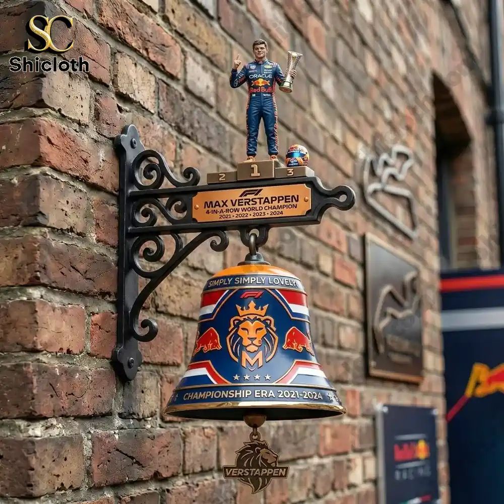 Max Verstappen 4-Time Champion Collector's Wall Bell - Adult & Kids T-Shirts, Sweatshirts & Hoodies apparel design preview 1