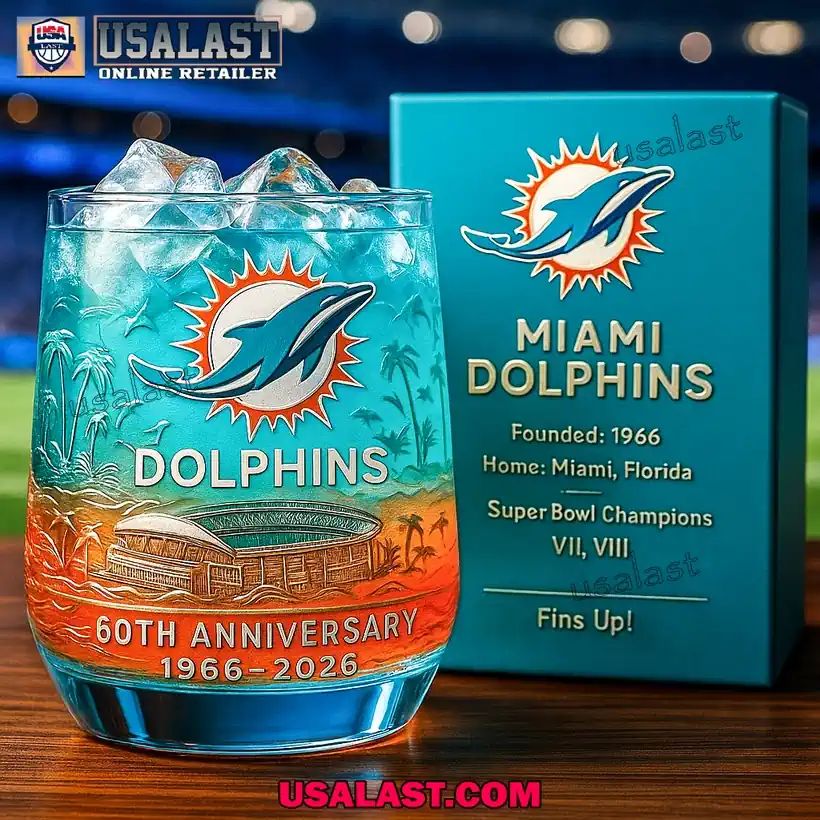 Miami Dolphins 60th Anniversary Wine Glass - Adult & Kids T-Shirts, Sweatshirts & Hoodies apparel design preview 1