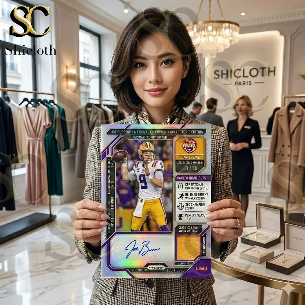 Joe Burrow LSU National Champion Autographed Card - Adult & Kids T-Shirts, Sweatshirts & Hoodies apparel design preview 1
