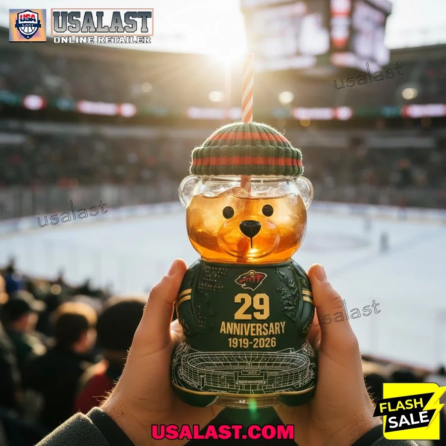 Minnesota Wild 29th Anniversary 1997-2026 Bear Glass - Adult & Kids T-Shirts, Sweatshirts & Hoodies apparel design preview 1