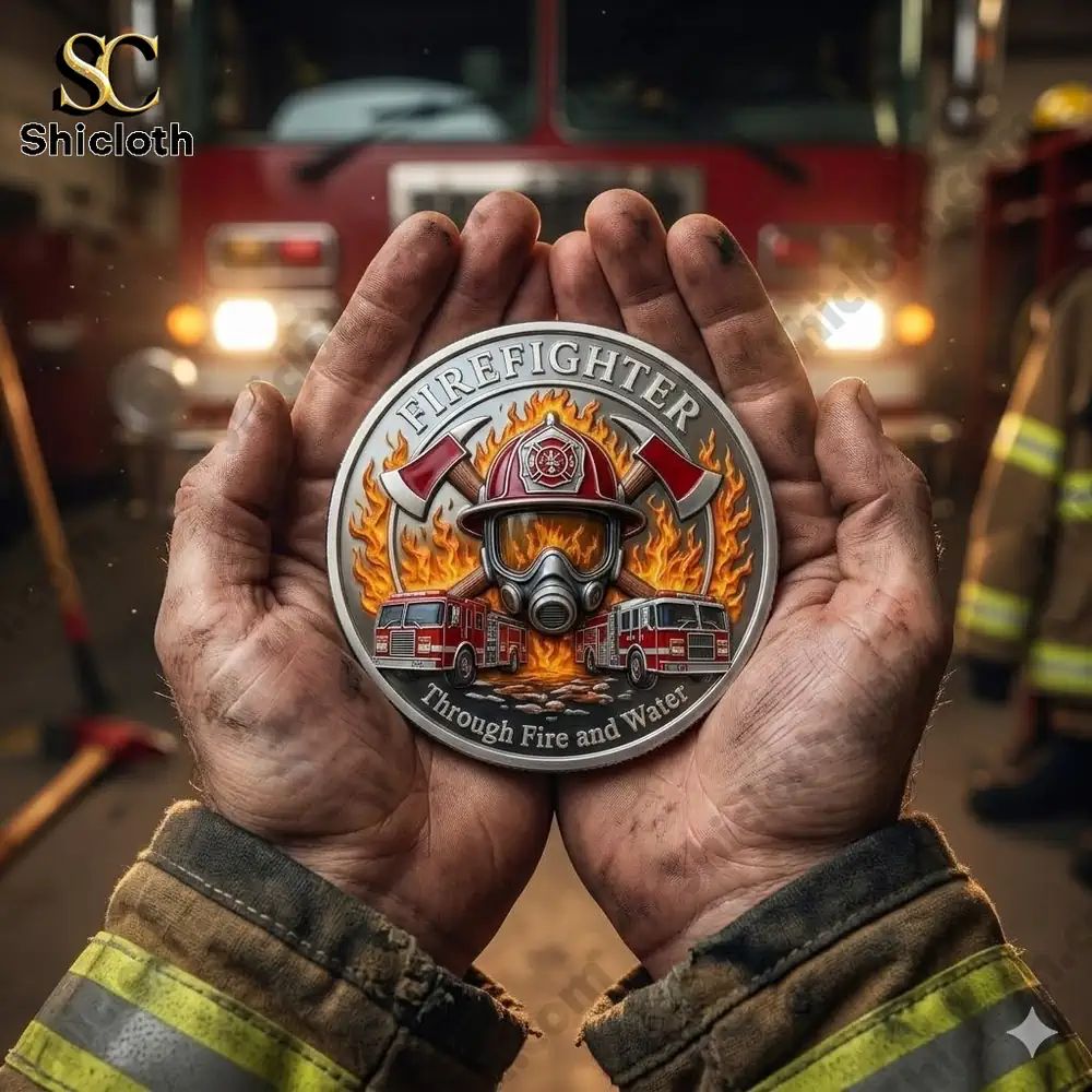 Firefighter Honor Tribute Commemorative Coin - Adult & Kids T-Shirts, Sweatshirts & Hoodies apparel design preview 1