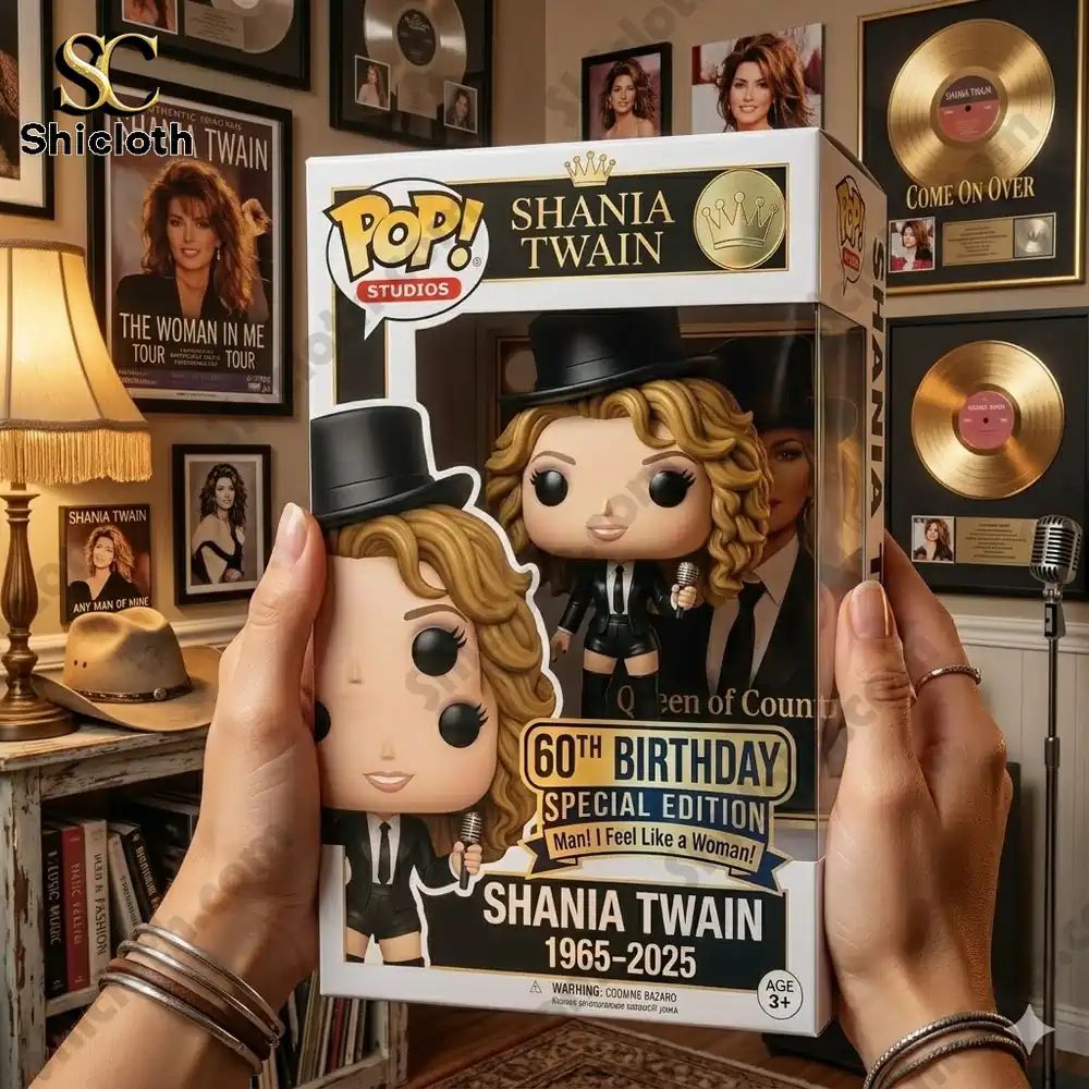 Rocks Shania Twain 60th Birthday Funko Pop! Figure - Adult & Kids T-Shirts, Sweatshirts & Hoodies apparel design preview 1