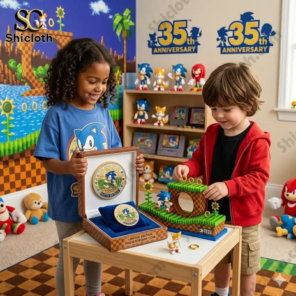 Sonic 35th Anniversary Legacy Coin - Adult & Kids T-Shirts, Sweatshirts & Hoodies apparel design preview 1