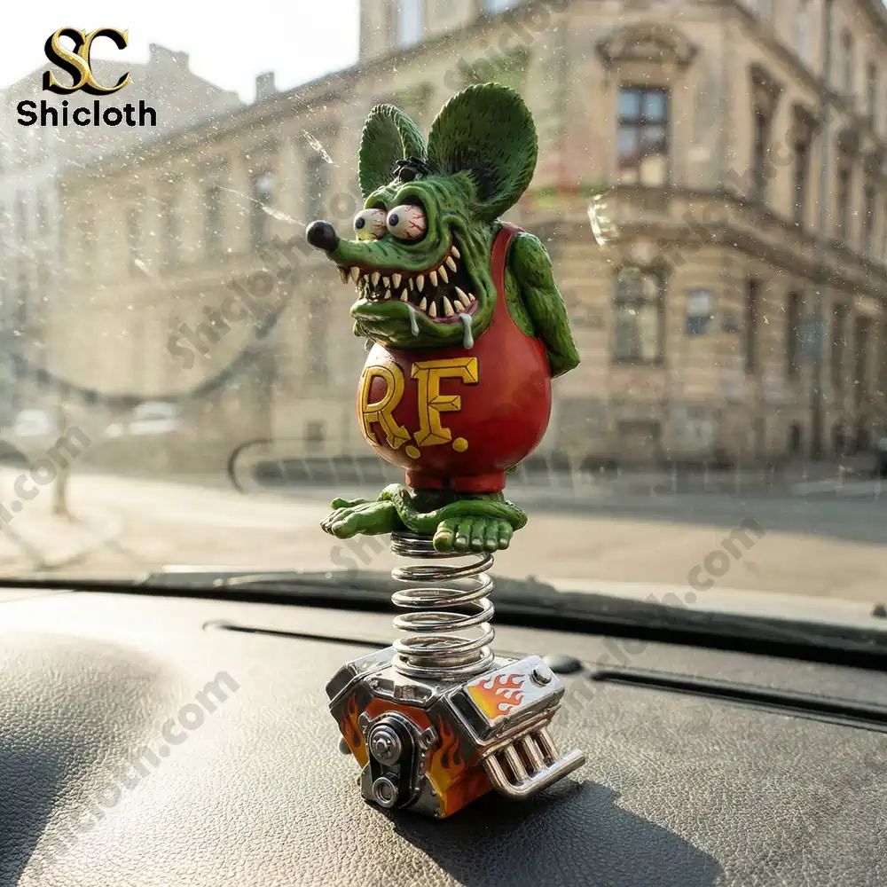 Rat Fink Hot Rod Dashboard Spring Bobblehead - Adult & Kids T-Shirts, Sweatshirts & Hoodies apparel design preview 1