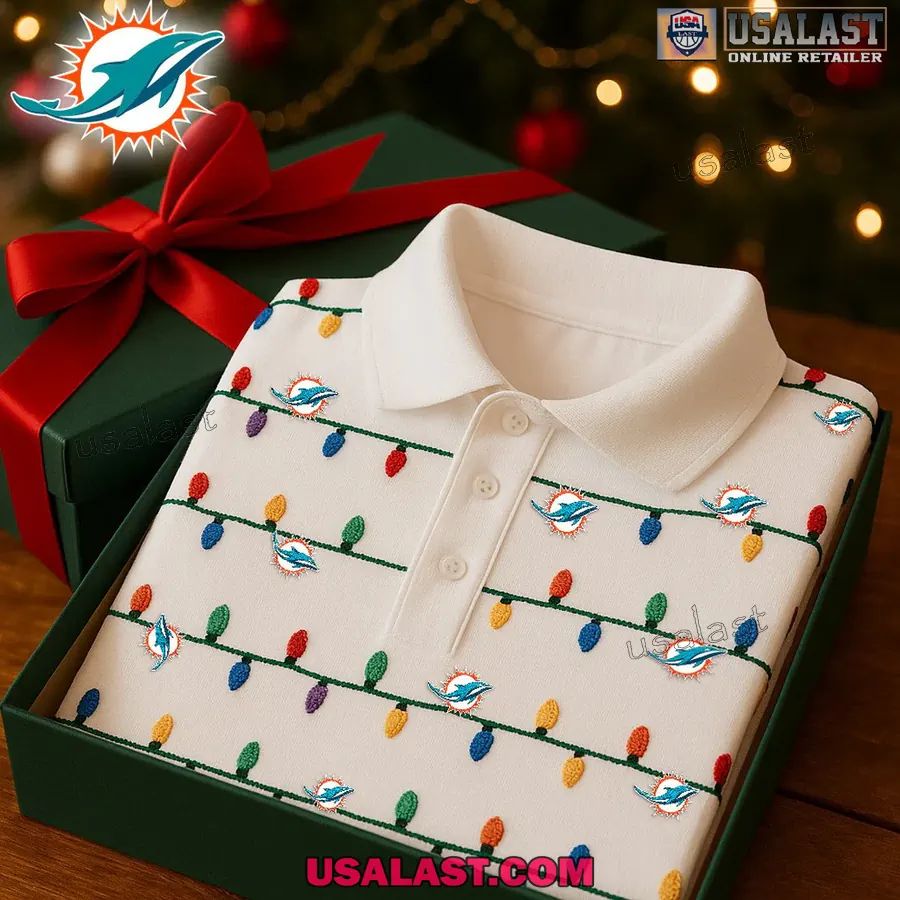 Miami Dolphins Premium Christmas Polo - Adult & Kids T-Shirts, Sweatshirts & Hoodies apparel design preview 1