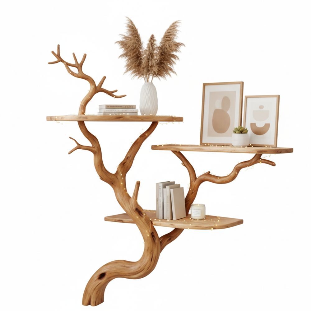 Tree-Shaped Driftwood Bookshelf Handmade Wall Shelf - Adult & Kids T-Shirts, Sweatshirts & Hoodies apparel design preview 1