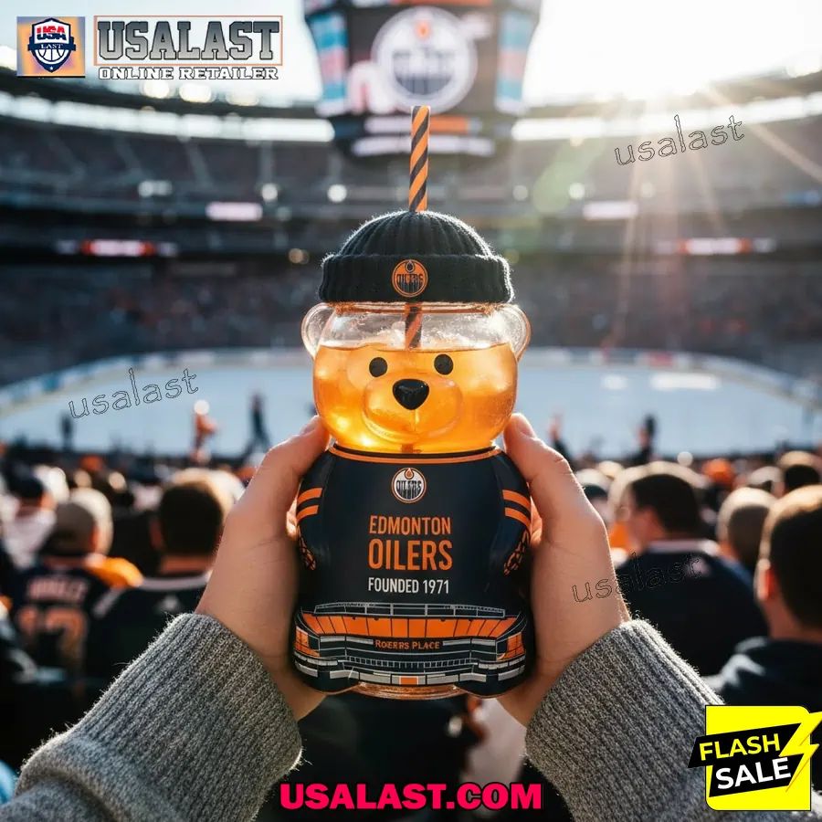 Edmonton Oilers 55th Anniversary 1971-2026 Bear Glass - Adult & Kids T-Shirts, Sweatshirts & Hoodies apparel design preview 1