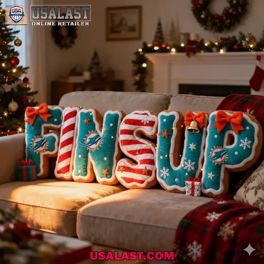 Miami Dolphins Christmas Plush Pillow - Adult & Kids T-Shirts, Sweatshirts & Hoodies apparel design preview 1