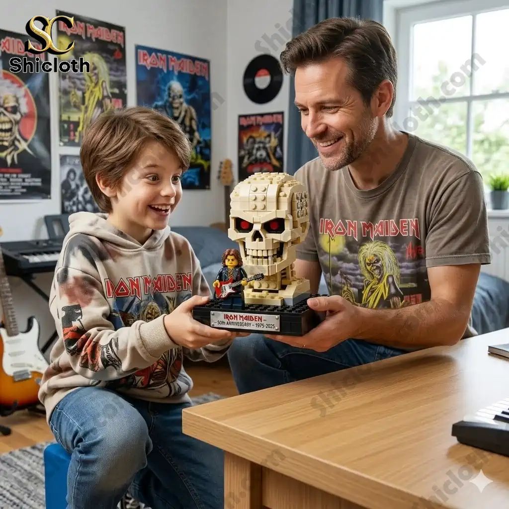 Iron Maiden 50th Anniversary (1975-2025) Brick Set - Adult & Kids T-Shirts, Sweatshirts & Hoodies apparel design preview 1
