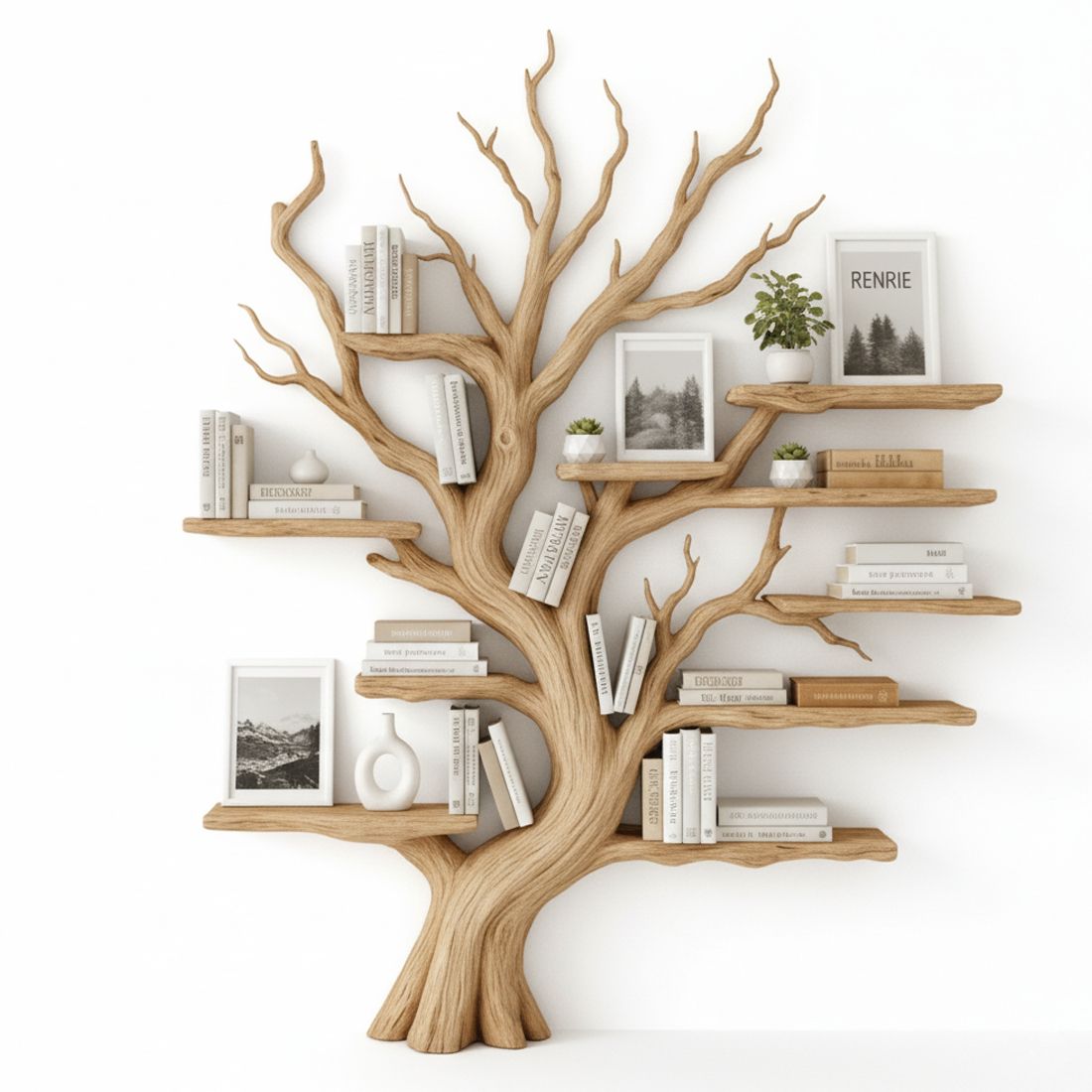 Rustic Wooden Oak Book Shelf tree craft for indoor - Adult & Kids T-Shirts, Sweatshirts & Hoodies apparel design preview 1